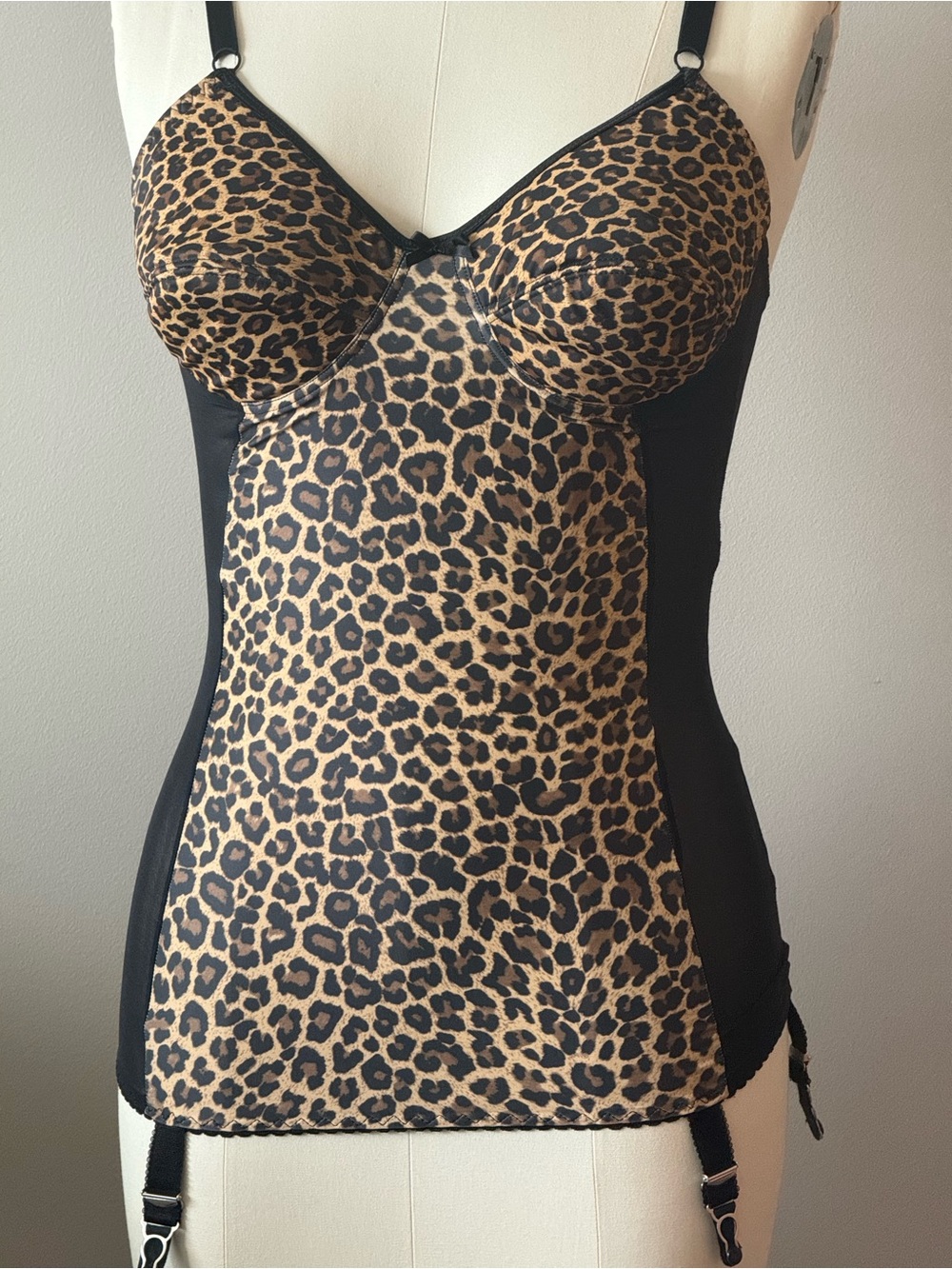 Leopard Print Retro Shapewear with Garters